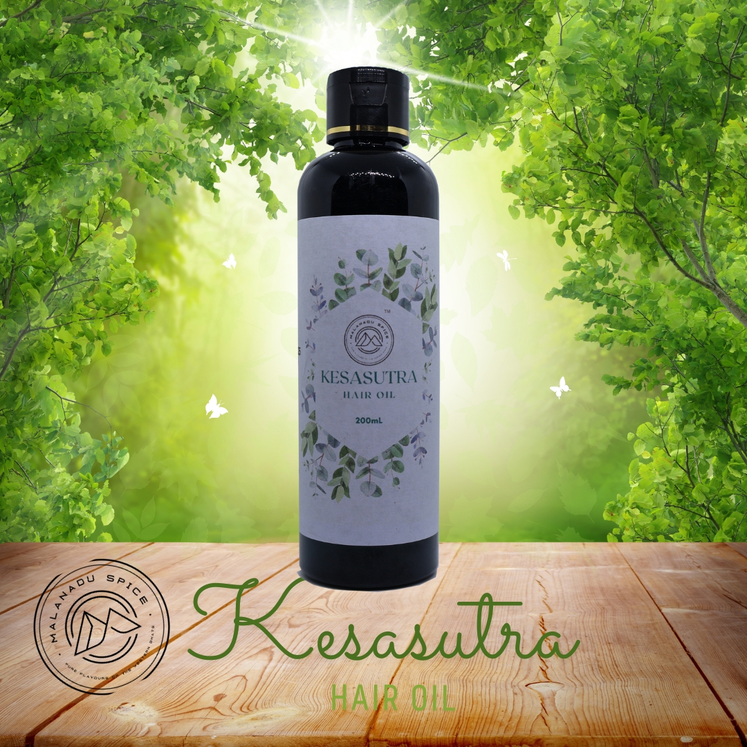 Kesasutra Ayurvedic Organic Hair Oil with Black Cumin, Amla, Hibiscus, Bhringraj & Neem – 100% Natural & Homemade Herbal Oil for Hair Fall, Dandruff & Growth – 200ml